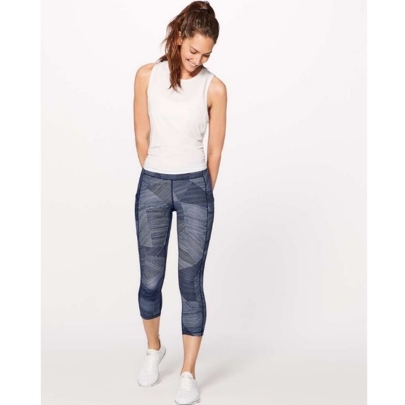 Lululemon Speed Up Crop Legging Tight Etch Hail Midnight Navy - Picture 7 of 15
